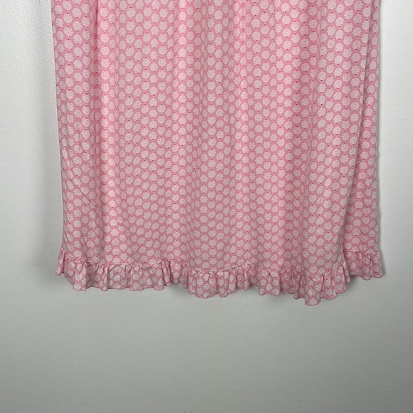 Miss Elaine nightgown women Small cap sleeve pullover pink V neck ruffle bottom - Picture 2 of 8